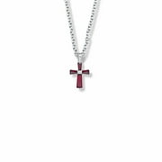 Singer Girl's 5/8 Inch Sterling Silver and Glass Crystal January Birthstone Baguette Cross Necklace with Stainless Steel Rhodium Plated 16" Chain, Style Birthstone, Cross