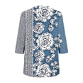 thumbnail image 4 of Edvintorg Womens Blouse Fashion Printed 3/4 Length Sleeve V Neck Boho Button Down Shirt Business Casual Tops Women's Clothing Sky Blue L, 4 of 6