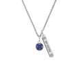 thumbnail image 2 of Delight Jewelry 10mm Blue Crystal Drop Silvertone Always My Sister Bar Charm Necklace, 23", 2 of 4