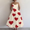 thumbnail image 4 of Women's A-line Dress Casual Fashion Valentine's Day Heart Print Off-Shoulder Sleeveless Dress Beige M, 4 of 4