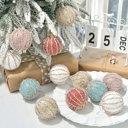 

Citystores 8cm Christmas Tree Balls Reusable Portable Durable Exquisite Shatterproof Christmas Tree Decoration Scene Layout Hanging Shiny Sequin Christmas Tree Pendant for Festival