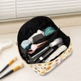 thumbnail image 2 of FORMRS Makeup Bag Travel Cosmetic Organizer for Women Fold Flat Zipper Pouch with Handle, Beige Retro Rainbow, 2 of 8