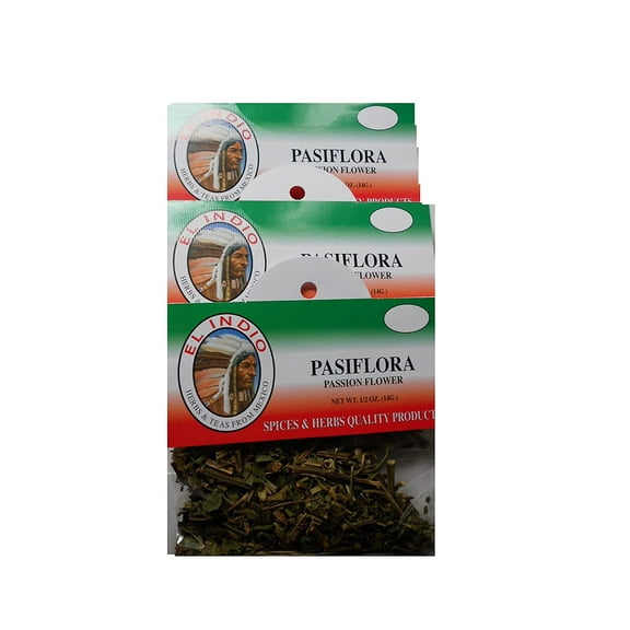 El Indio Tea/ Hierba Pasiflora / Passion Flower -Dried Natural Herbs Net Wt. 1/2 oz. (14 g)-3 Pack