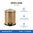 thumbnail image 3 of Koomade 2 Pack Bathroom Trash Can, 1.3 Gallon Stainless Steel Step Garbage Bin with Lid, Gold, 3 of 10
