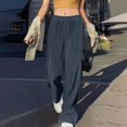thumbnail image 3 of FUNUONY Wide Leg Pants Woman High Waisted Dress Work Pants Women Business Casual Trousers Slacks with Pockets Straight Tube Loose Temperament Corduroy Overalls Elastic Waist Pants Navy 3Xl, 3 of 6