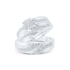 Sterling Silver His Hers Round Diamond Cluster Matching Wedding Set 1/2 Cttw