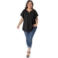 thumbnail image 3 of DARING DIVA Women's Plus V Neck  Eyelet Embroidery Casual V-Neck Blouse 2X Black, 3 of 6