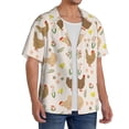 thumbnail image 2 of Uemuo Chicken Family Pattern Cotton Linen Short Sleeve Shirts,Casual Lightweight Button Down Shirts,Vacation Beach Summer Tops-XX-Large, 2 of 7