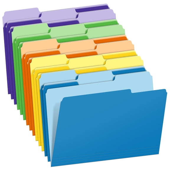 Letter Size File Folders 15 Pack, Assorted Two-Tone Colors for Office Organization, 1/3 Cut Tabs, Multicolor
