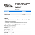 thumbnail image 2 of Left Headlight Assembly - Compatible with 1994 - 1998 Ford Mustang 1995 1996 1997, 2 of 2