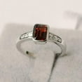 thumbnail image 5 of 2Ct Emerald Cut Lab Created Red Garnet Bezel Set Solitaire Ring 14k White Gold Plated Silver, 5 of 5