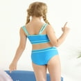 thumbnail image 4 of GYRATEDREAM Girl's 2 Piece Swimsuit Sport High Waist Teen Kids Bikini Set Bathing Suit Swimwear for 9-10Y Blue, 4 of 8
