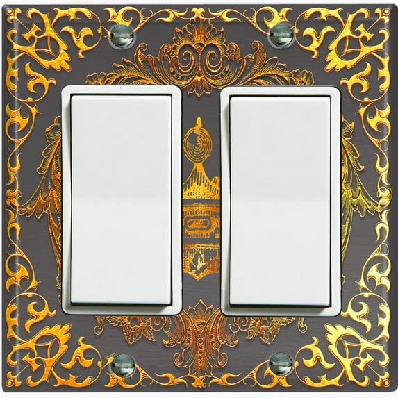 Metal Light Switch Plate Cover Elegant Black Crown Frame FRA020