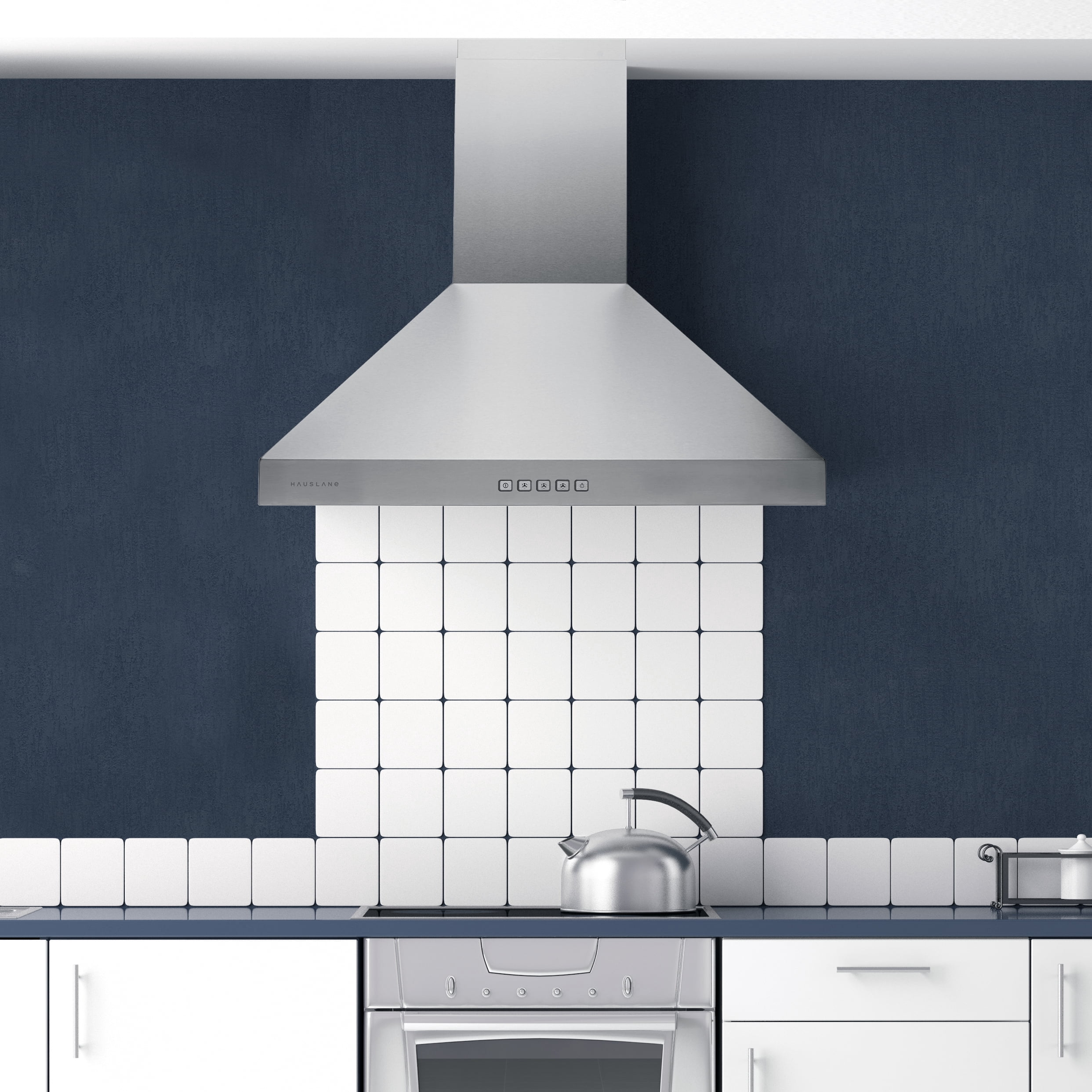 Hauslane Wall Mount Range Hood 36 Inch, Pro Model, Stainless Steel Range Hood, Strong Suction, Changeable LED Lamps, 6” Duct or Ductless, Kitchen Hood Vent, Stove Hood Vent