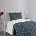 thumbnail image 3 of Ambesonne Geometric Quilted Bedspread Set 2 Pcs, Abstract Dots Flowers, Twin Size, Dark Blue Cream, 3 of 5