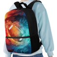 thumbnail image 4 of Binienty Fire Ice Football Print 17 Inch School Backpack for Teens Middle High School Students Bookbag with Side Mesh Pockets Front Zipper Pocket for Daily Commute Travel, 4 of 6
