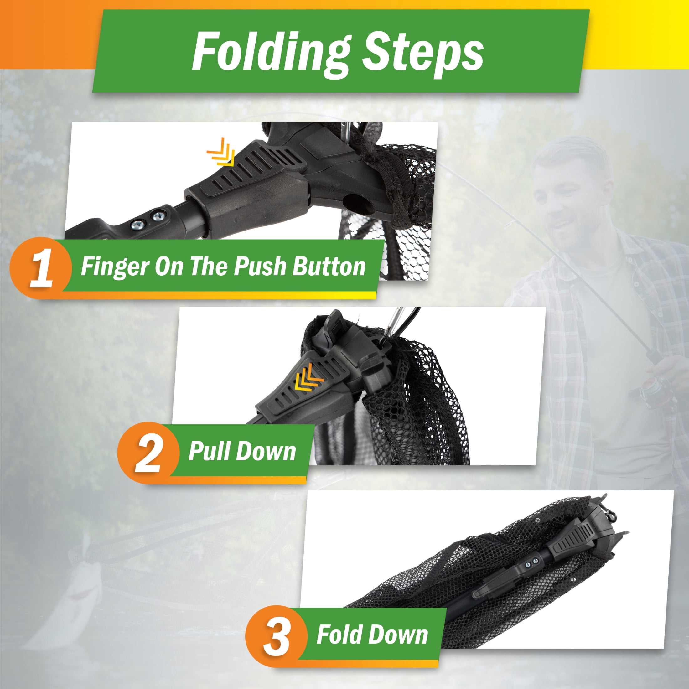 Wakeman Outdoors Collapsible Fishing Net with Telescopic Handle and Foldable Head