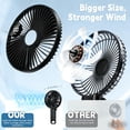 thumbnail image 6 of 6 inch Large Rechargeable Handheld Fan - 5-Speed Personal Fan with LCD, 180° Foldable Desk Fan with Hook for Travel, Office, Camping, 6 of 10