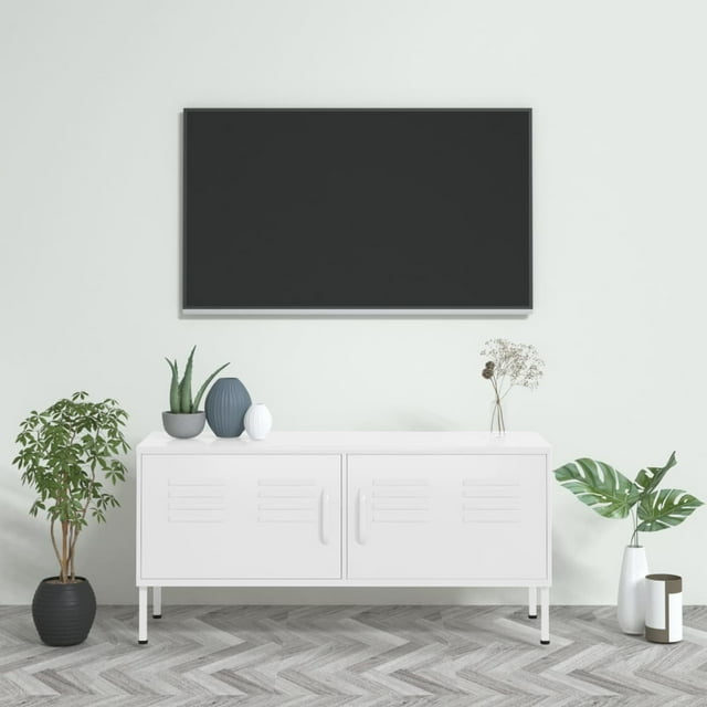 vidaXL Meuble TV - Blanc - 105x35x50 cm - Acier