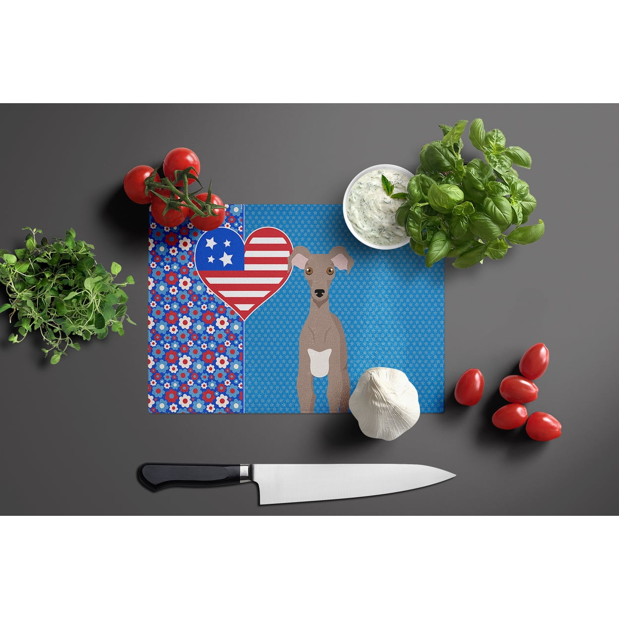 Fawn Italian Greyhound Glass Cutting Board Large 12 in x 15 in