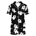 thumbnail image 4 of Women's Satin Sleepwear Button Down Short Sleeve Pajama Sets Halloween Cute Ghost Print 2 Piece Loungewear Shorts Set Lightweight Comfortable Summer Pjs Notch Collar, 4 of 6
