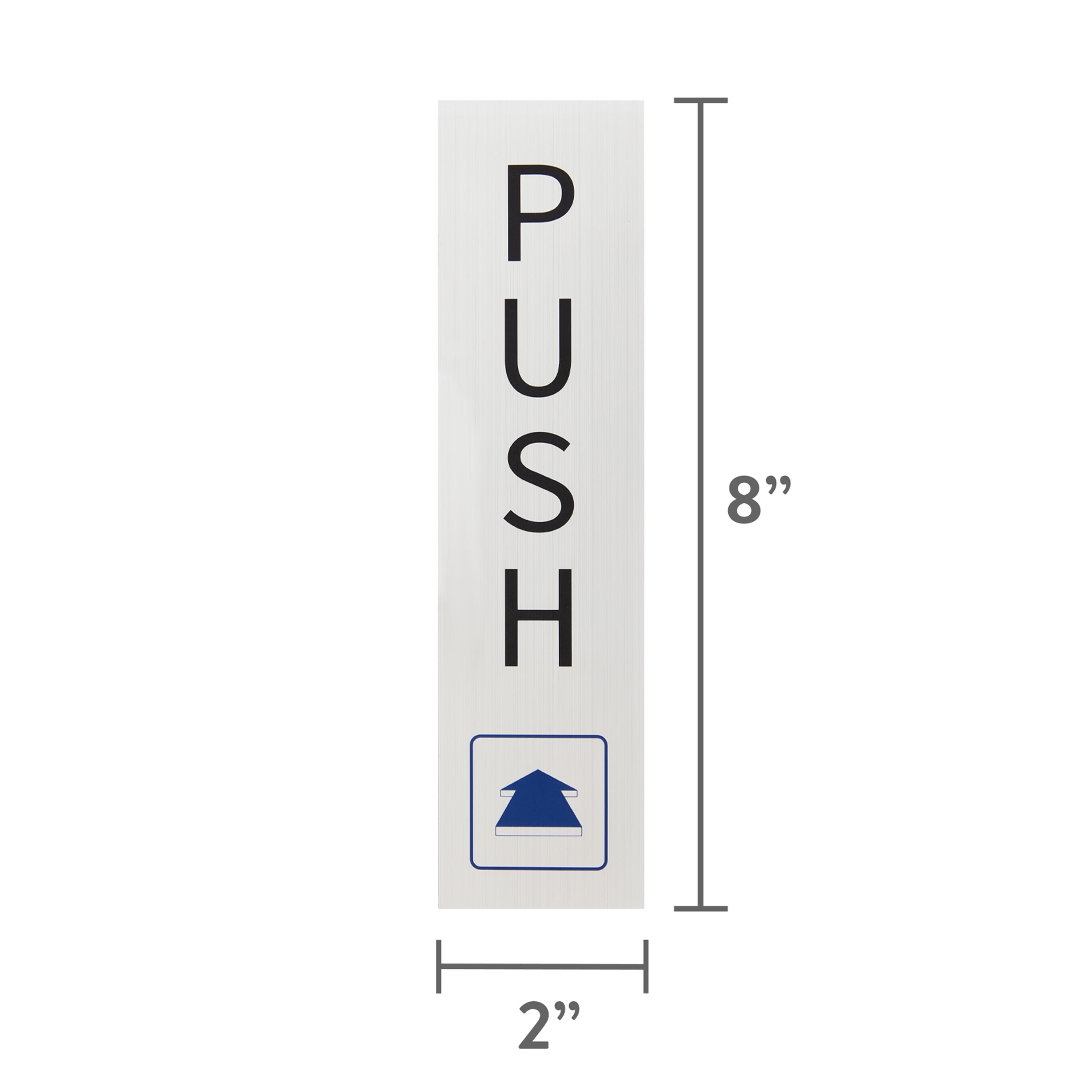 (6 pack) Pen+Gear PUSH Door Sign, 2x8" - Silver, Clear Text & Symbol, Made from Tear-Resistant Mylar