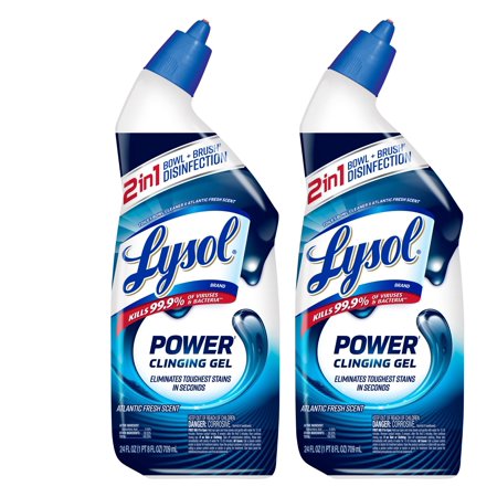 Lysol Power Toilet Bowl Cleaner Gel, For Cleaning And Disinfecting, Stain Removal, 24 Fl Oz (2-Pack),Packaging May Vary