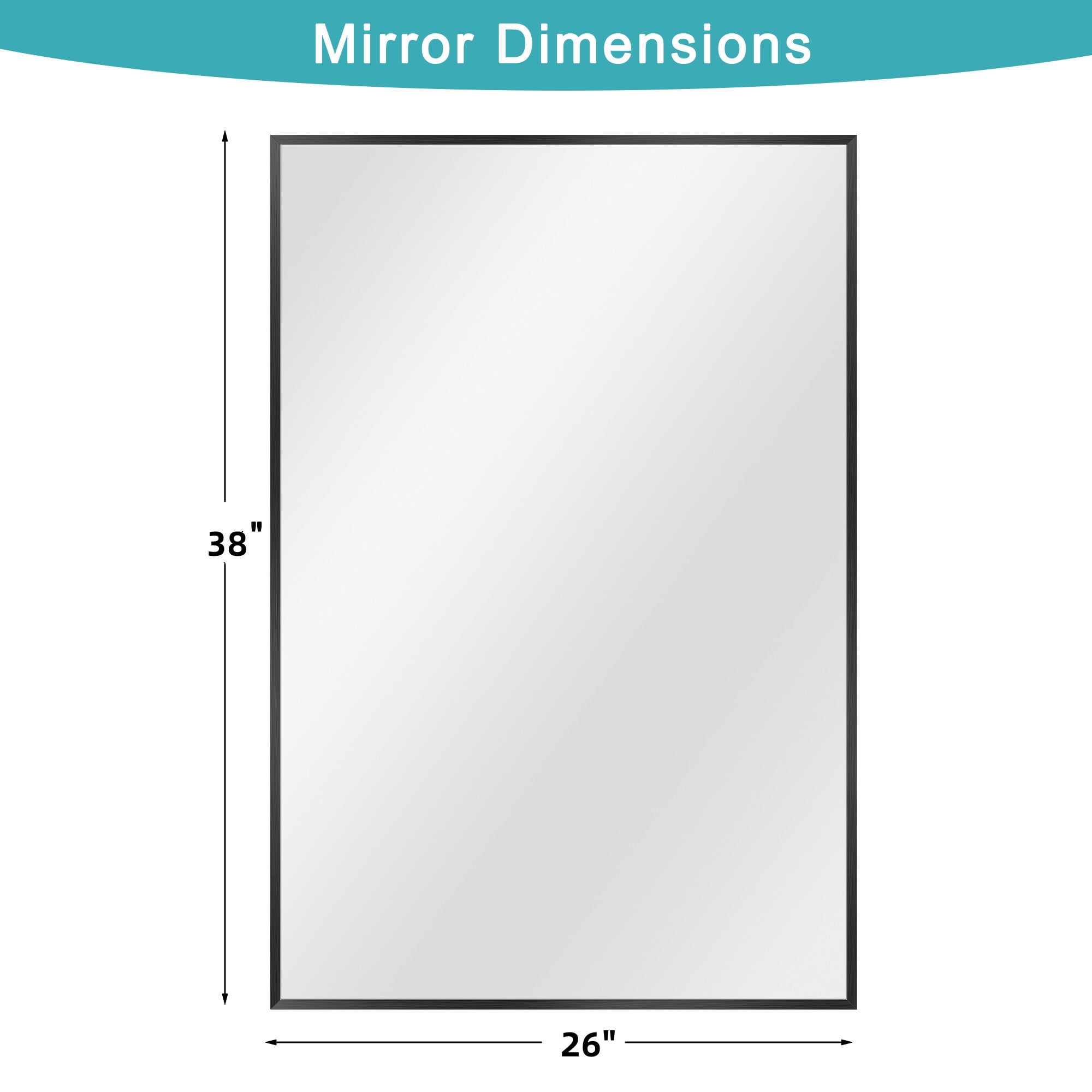 38"x26" Rectangle Wall Mounted Mirror Aluminum Framed Mirror,Black Set of 2