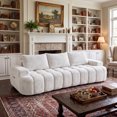 thumbnail image 3 of LUCKHAO 100" Extra Large Curved Front Compressed Sectional Sofa, 3-Seat Boucle Couch, No Assembly Sofa-in-a-Box, White, 3 of 7