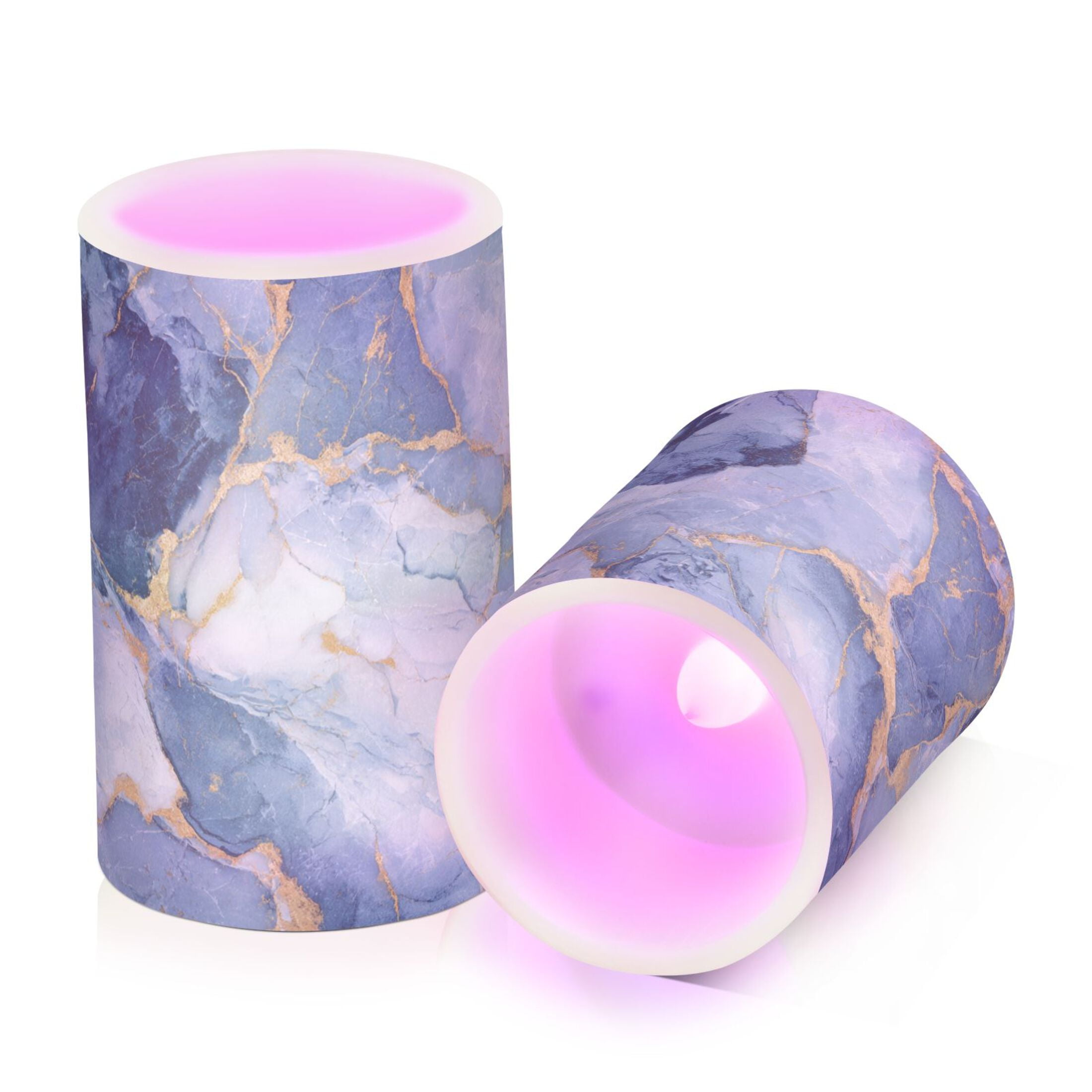 Navy Camouflage Flickering Flameless Candles Battery Operated with Remote Timer LED Pillar Candles Set of 2