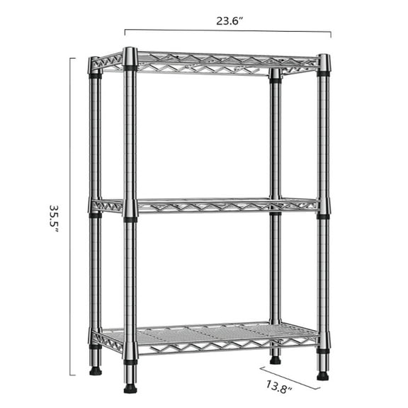 3 Tier Wire Shelving 14"*24"*36" Chrome Shelf Kitchen Freestanding Racks Storage
