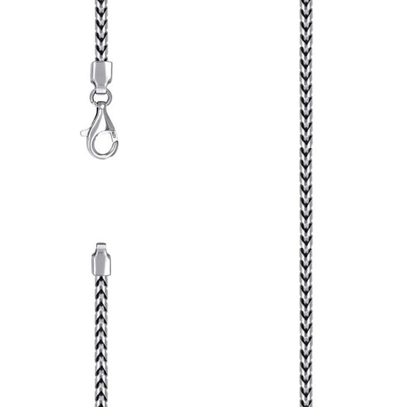925 Silver Solid Franco Chain Rhodium 3mm Necklace 24 Inch Chain Necklace for Women and Men