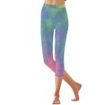 thumbnail image 5 of Bovemsi Yoga Pants For Women Tie Dyed Printed Leggings High Waist Cut Lightweight And Comfortable Solid Soft Sleepwear Capri Legging,S, 5 of 7