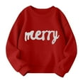 thumbnail image 4 of Kids Pullover Sweatshirt with Merry Letter Print Long Sleeve Crewneck Casual Knit Top for Children Boys Girls, 4 of 4