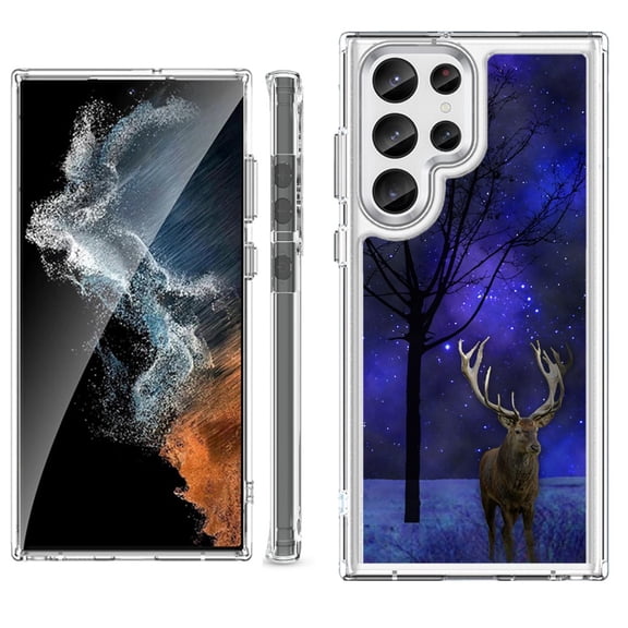 Shockproof Bumper Phone Case for Samsung Galaxy S23 Ultra 5G, by OneToughShield ® - Midnight Deer