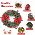 thumbnail image 4 of Sans Fil Artificiel, Neige Pré-Éclairé Floqué avec 50 Lumières LED, Minuterie, Fleurs de Poinsettias, Pommes de Pin et Baies Rouges, Batterie Actionnée pour la Fenêtre Murale de la Porte d'Entrée, 4 of 8