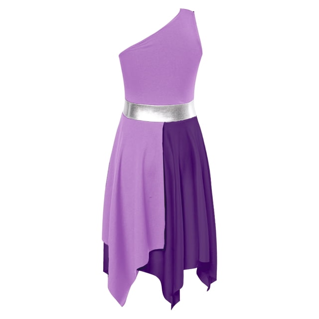 Yartina Robe de Danse Asymétrique pour Filles, Tunique de Prière Lituricale, Lavande 12