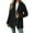 Black, variant on Women's Mid Length Plush Jacket, Zip Front Hooded Coat with Embossed Pattern, Short Pile Fleece Outerwear, Soft Textured Casual Top, Long Sleeve Everyday Wear Navy XL
