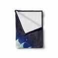 thumbnail image 2 of Floral Soft Flannel Fleece Throw Blanket, Lotus with Dew Drops Reflected in Dark Water Background Yoga Image, Cozy Plush for Indoor and Outdoor Use, 50" x 70", Indigo Sky Blue, by Ambesonne, 2 of 6