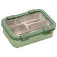 thumbnail image 2 of Dusknt Stainless Steel Lunch Box, 2 Compartment Leakproof Container, Adult Bento Box for Sch00l Work, Reusable Portable Storage with Clips(Green 720Ml), 2 of 4