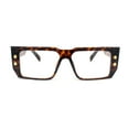 thumbnail image 2 of Rectangular Mobster Flat Top Clear Lens Retro Fashion Eyeglasses Tortoise, 2 of 4