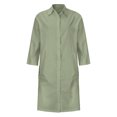 thumbnail image 4 of JINMGG Dress for Women Plus Clearance,Women's Solid Loose Double Pocket Long Sleeve Solid Cotton and Linen Cardigan Dress Green L, 4 of 8