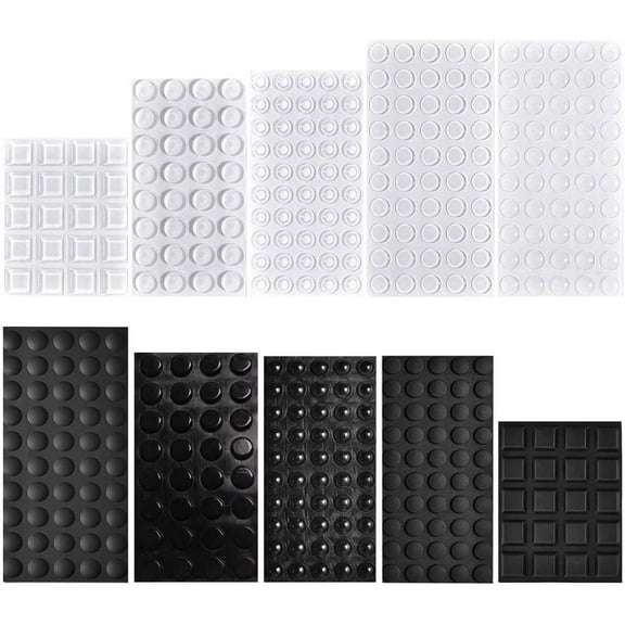 404 Pcs Rubber Feet Bumpers Pads, Self Adhesive Stick Bumper for Glass Table Top, Speakers, Electronics, Furniture, Cabinet, Clear and Black, 7 Different Sizes