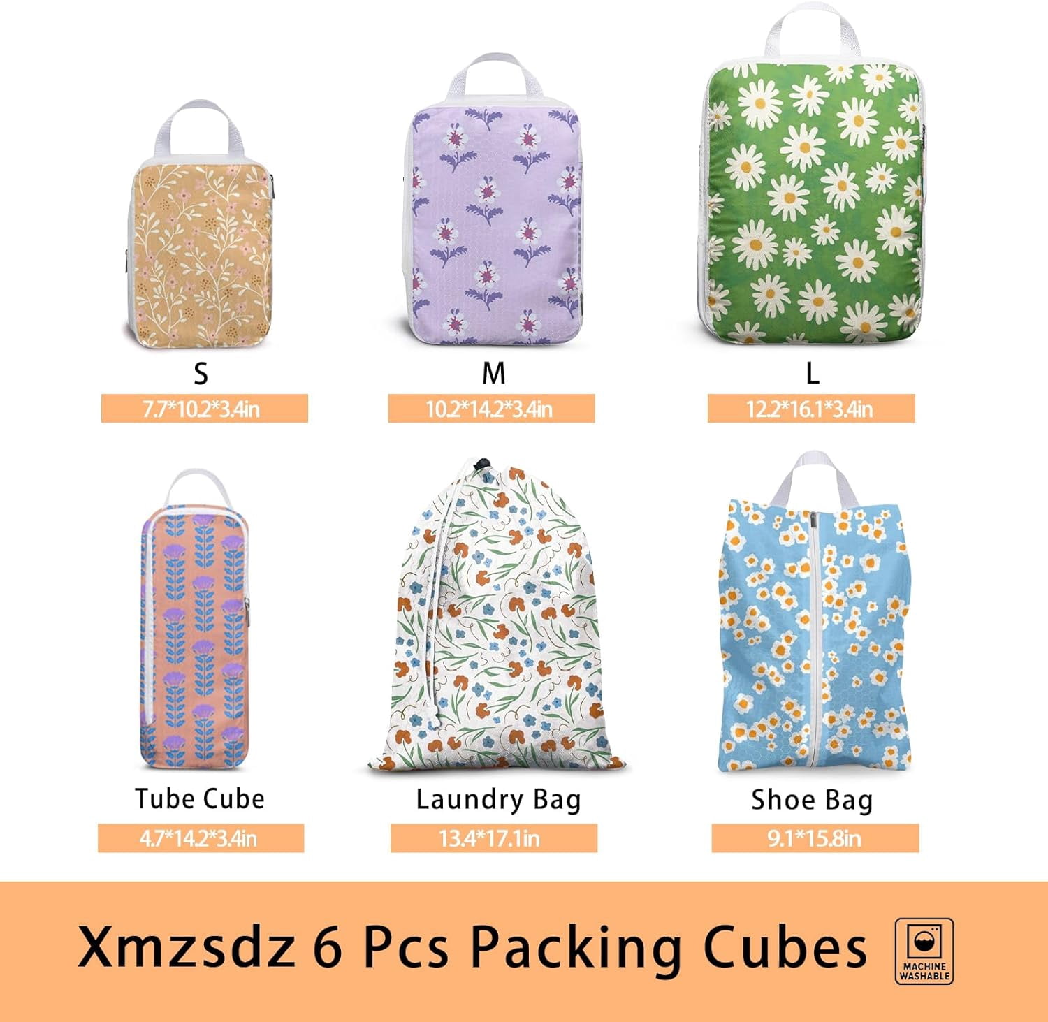 6 Pcs Compression Packing Cubes for Travel Suitcases, Waterproof Luggage Organizer Bags Set, Washable Packaging Cubes for Women Backpack Travel Perfect for Carry-Ons and Storage