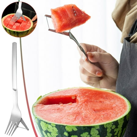 

MingRuiDian Forks 304 Stainless Steel Watermelon Fork- Multi-purpose Fruit Fork- Can Be Cut Into Pcs Fruit Cutting Fork- Portable Tableware