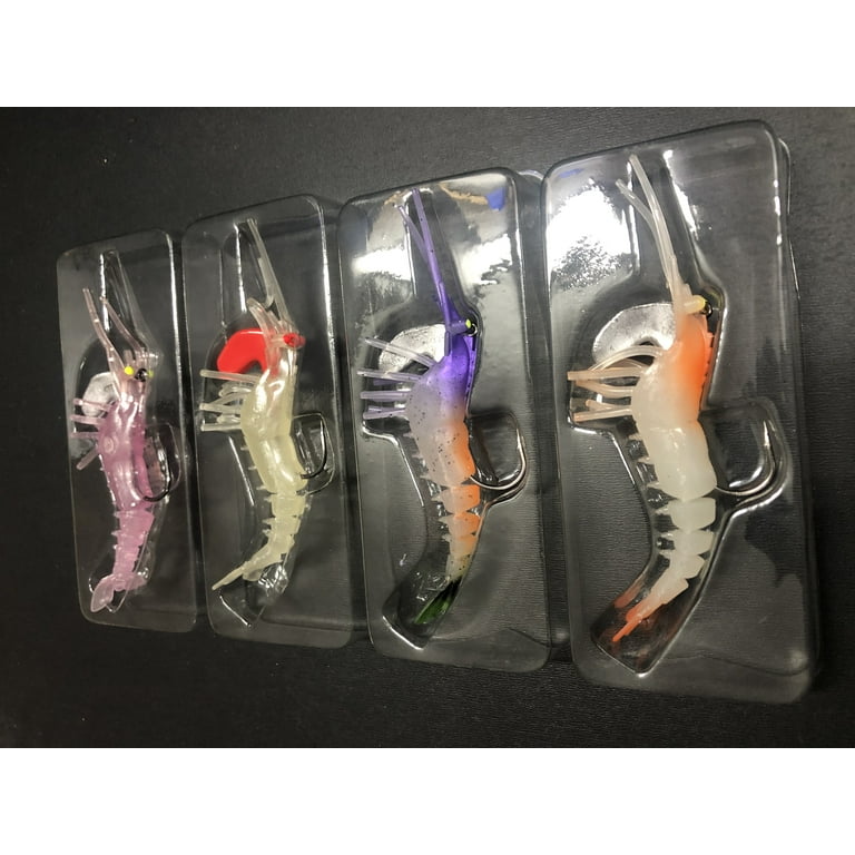4 Piece Set 12g 70mm Mojo Tackle Co. Artificial Shrimp Lures ASSORTED  COLORS 