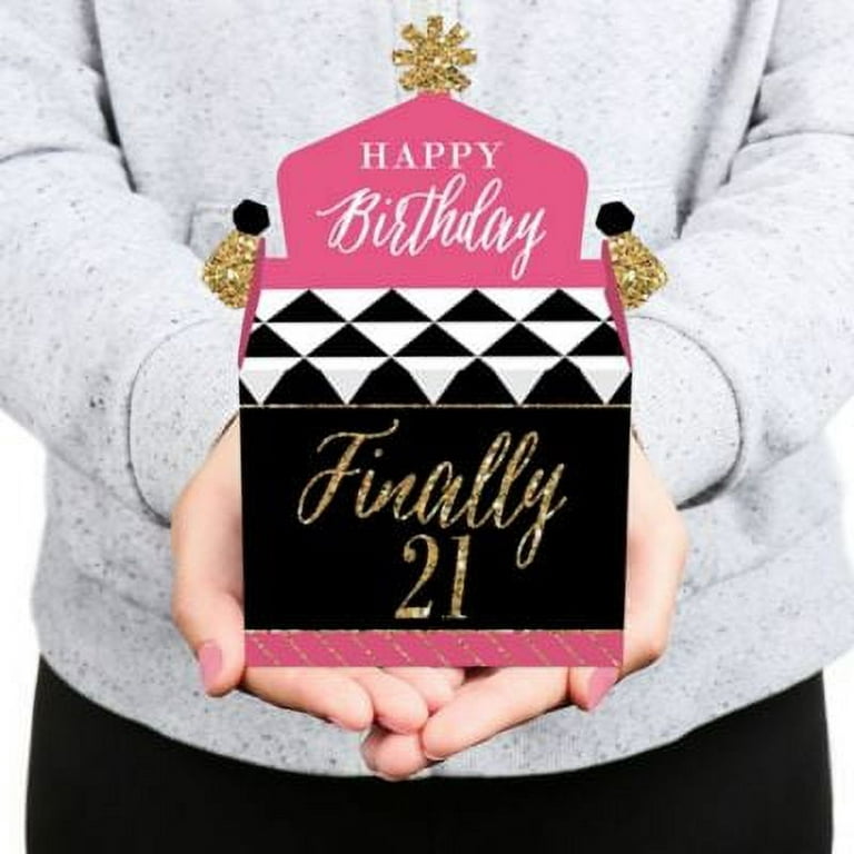 Big Dot of Happiness Finally 21 Girl - Treat Box Party Favors - 21st  Birthday Party Goodie Gable Boxes - Set of 12 