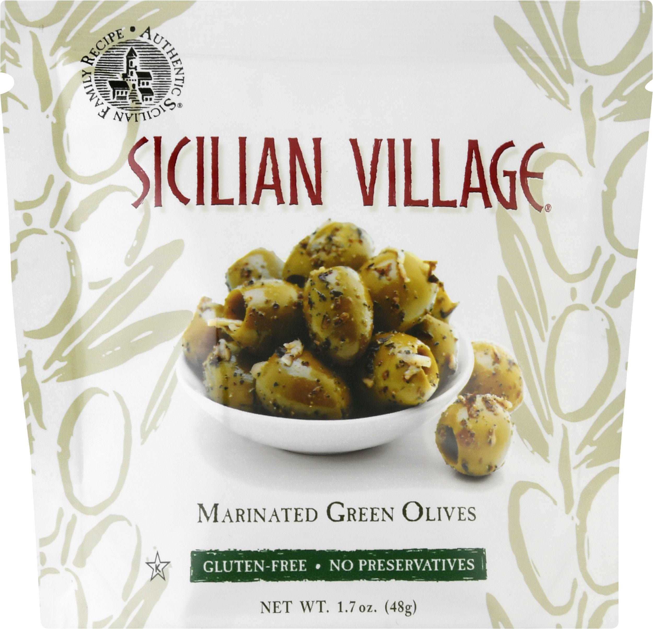 Sicilian Village KHLV00335098 Olives Green Marinated, 1.7 oz