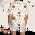 thumbnail image 5 of siminsem Printed Satin Pajama Set for Women Cute Short Sleeve Button Down Sleepwear Top with Matching Lounge Shorts Lightweight Two Piece Pjs Nightwear Summer, Yellow,XXL, 5 of 5
