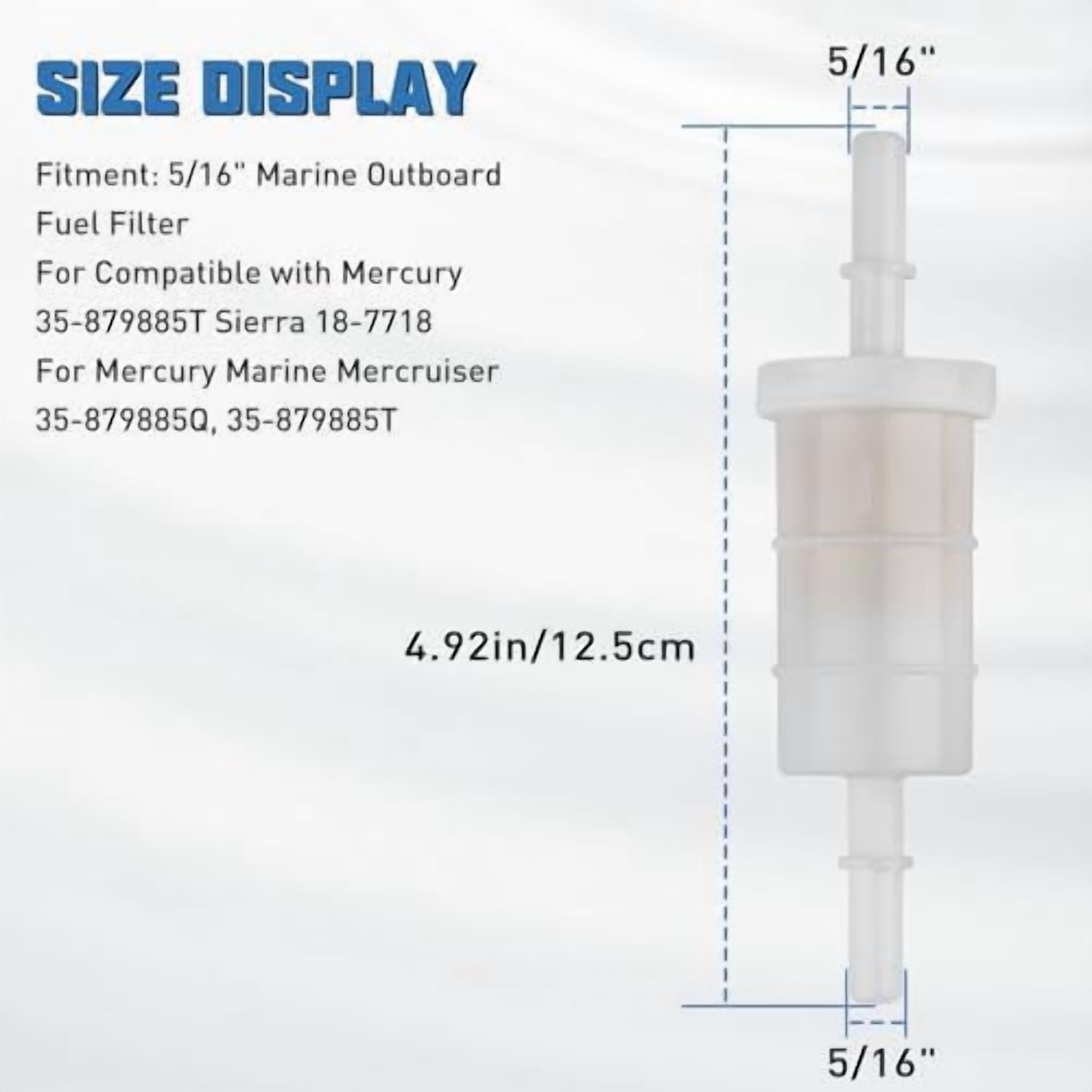 879885Q in-line Fuel Filter for Mercury ＆ Mariner Outboards 4 Stroke 5/16"  Pack of 2